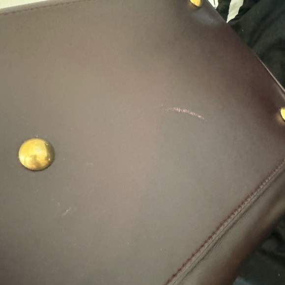 Large Burgundy Leather Saint Laurent "Classic Duffle” - Picture 4 of 11